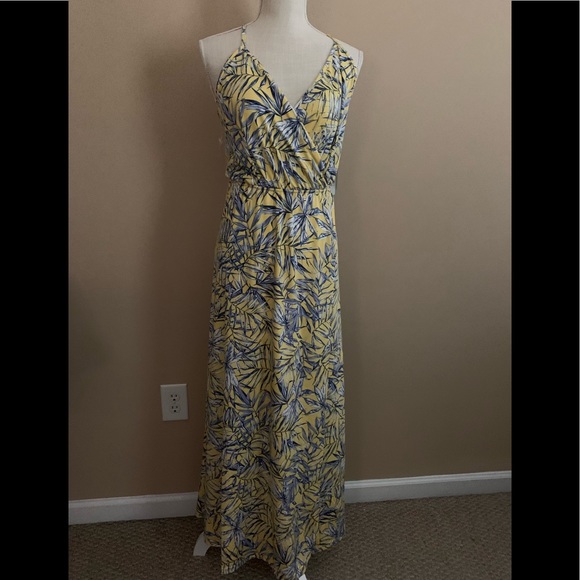 Women’s Yellow and Blue Floral Maxi Dress Large - Picture 2 of 9